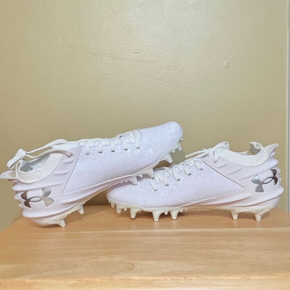 Under Armour Blur Smoke Suede 2.0 MC White Football Cleats 3027978-101 Men's 8 - Picture 4 of 7